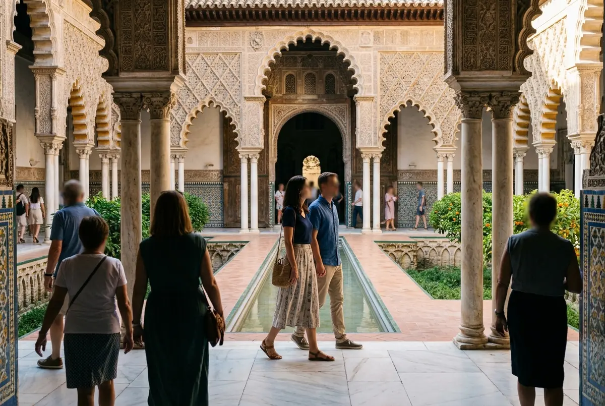 alcazar of seville dress code, editorial travel scene in Seville