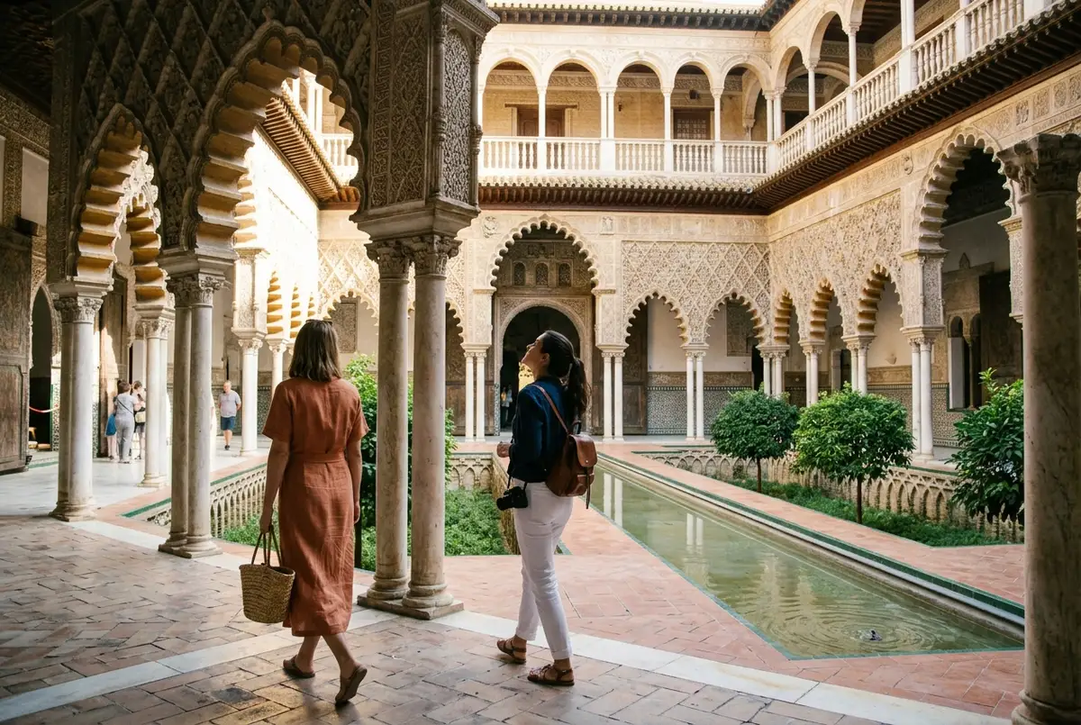 alcazar of seville pictures, editorial travel scene in Seville
