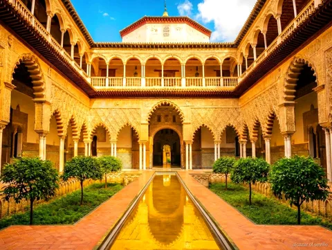 Royal Alcázar of Seville Führung, lizenzierter Guide leitet eine Gruppe
