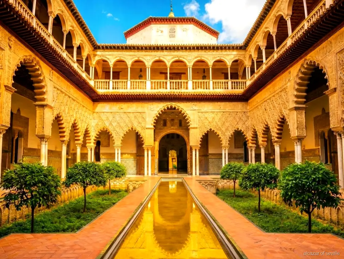 Royal Alcázar of Seville Führung, lizenzierter Guide leitet eine Gruppe