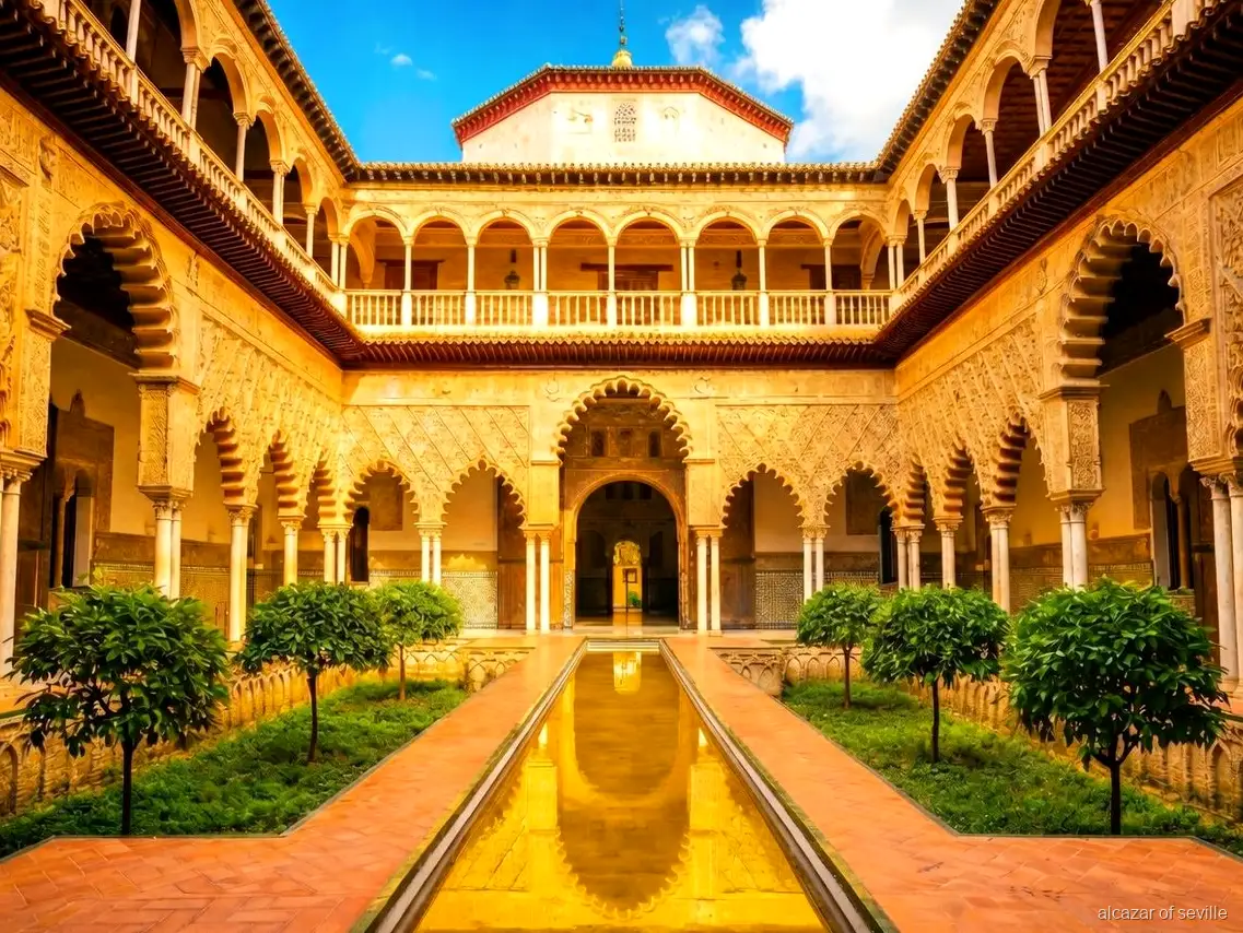 Royal Alcázar of Seville guidet tur, licenseret guide der leder en gruppe