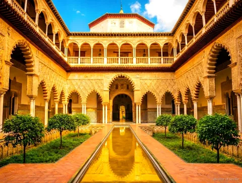 Royal Alcázar of Seville guided tour, licensed guide leading a group