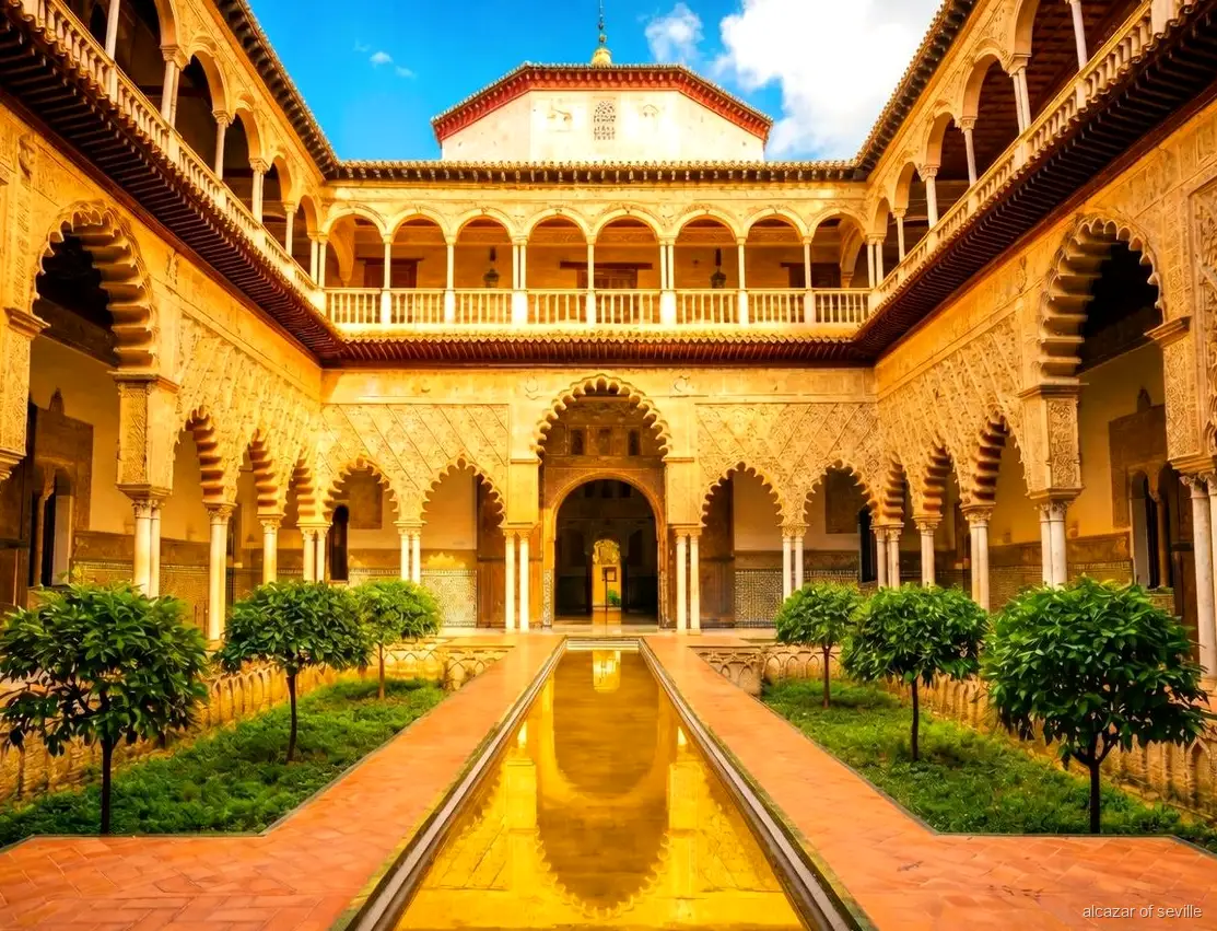 Tour guiado por el Real Alcázar de Sevilla, guía licenciado con un grupo