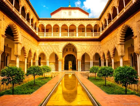Visite guidée de l'Alcazar royal de Séville, guide agréé menant un groupe
